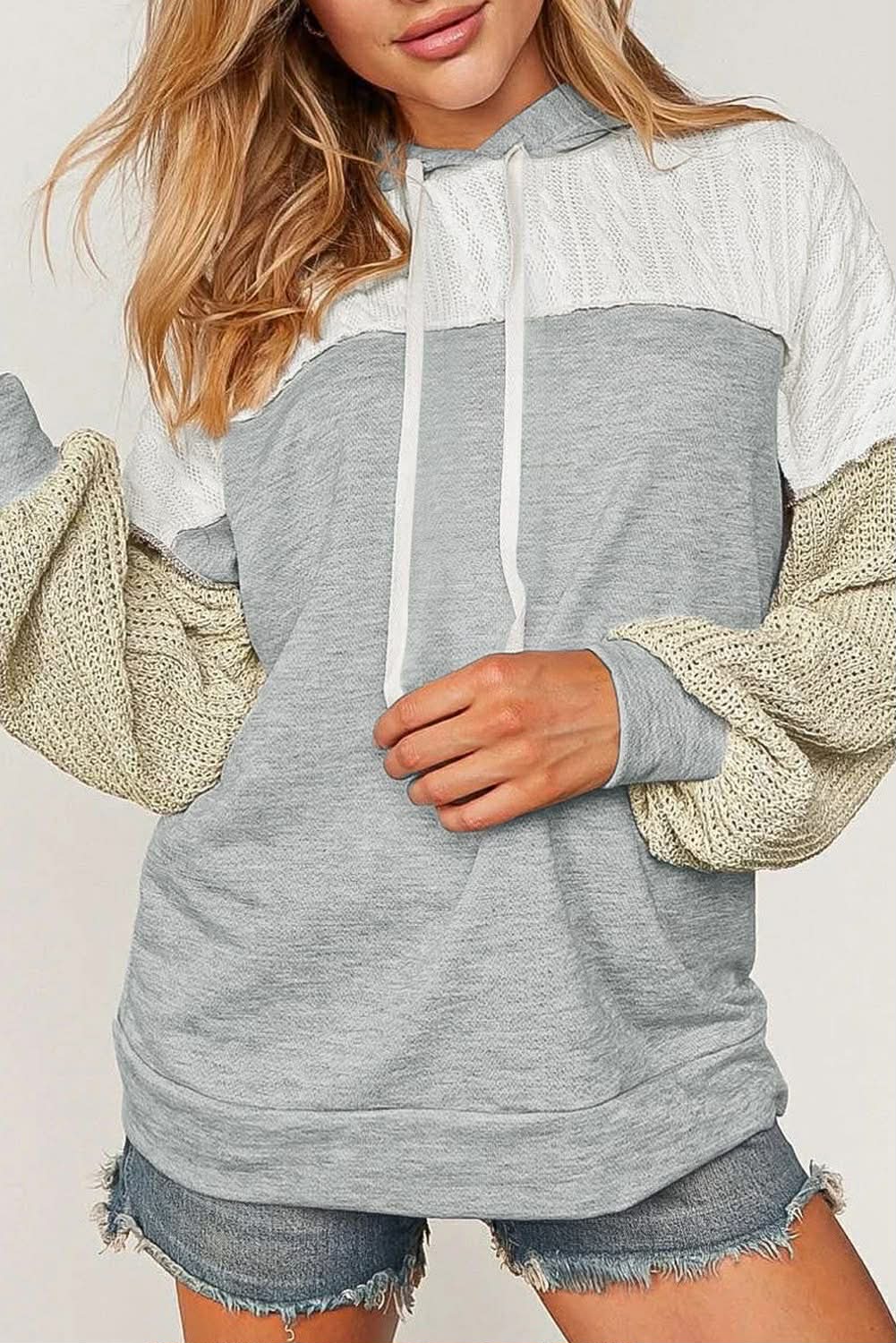 Gray Colorblock Pullover Hoodie