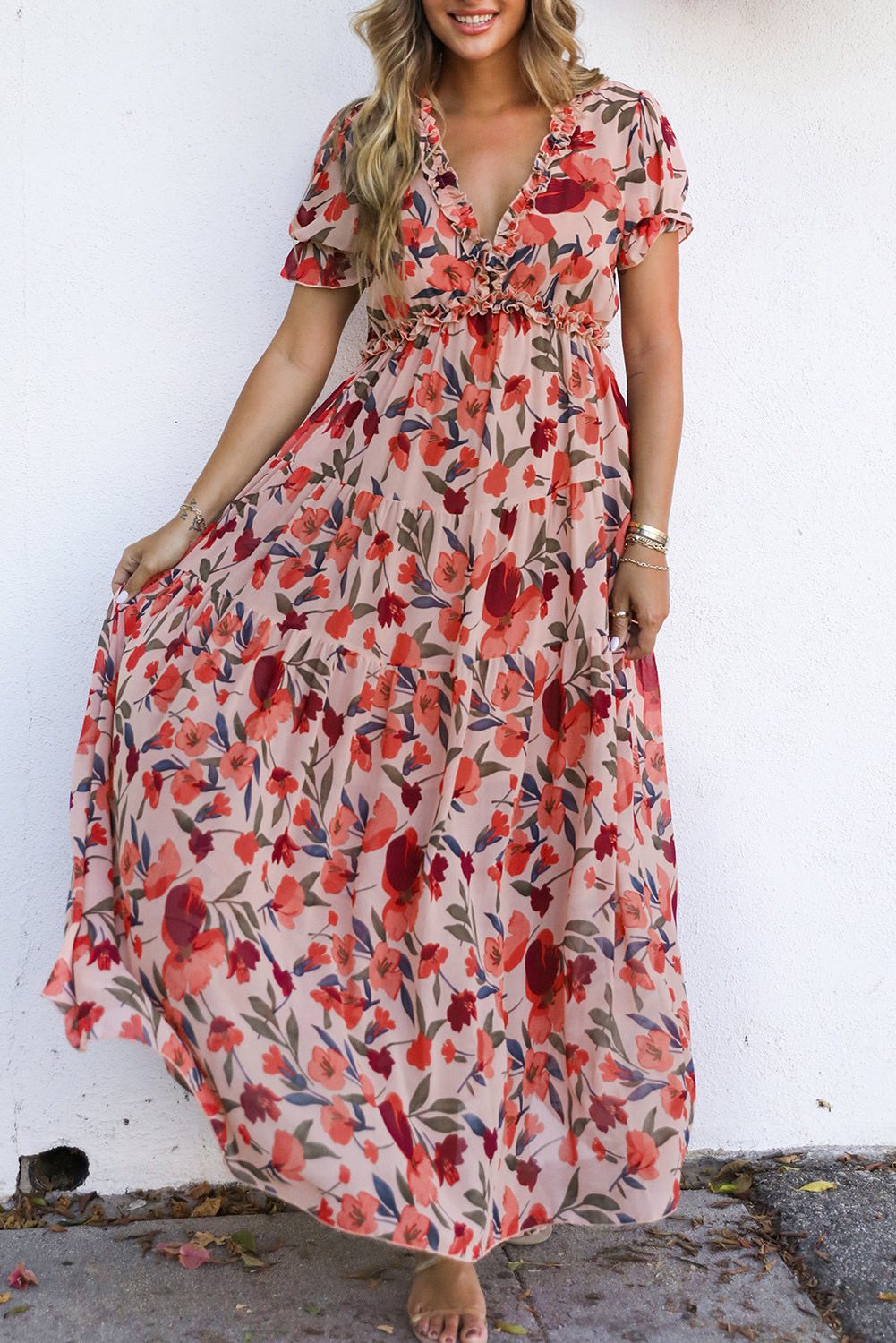 Red Floral Frilled Dress – February