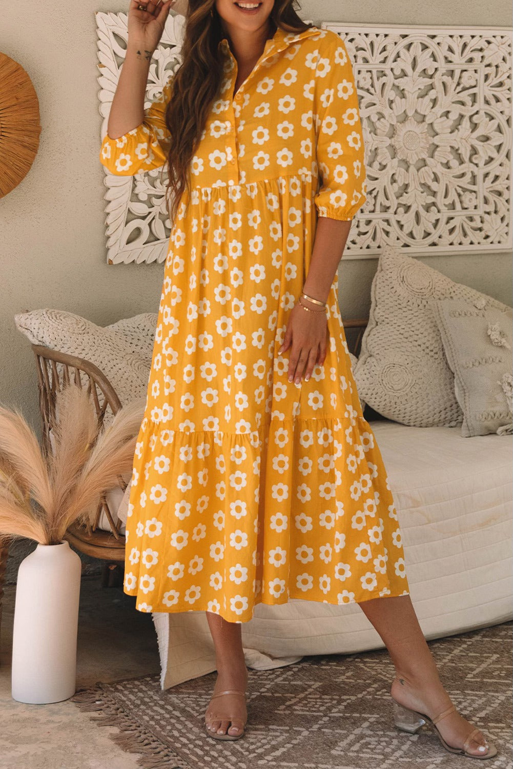 Yellow Flower Maxi Dress