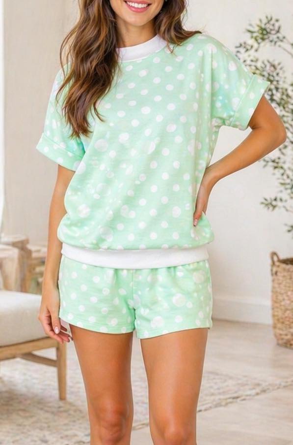 Polka Dot Mock Neck Set