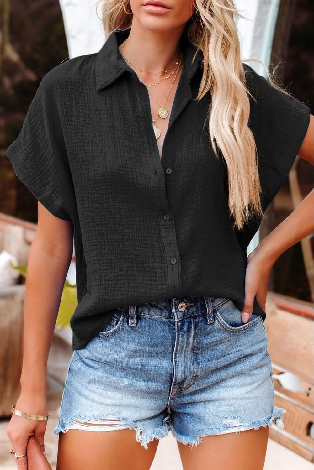 Black Crinkle Shirt