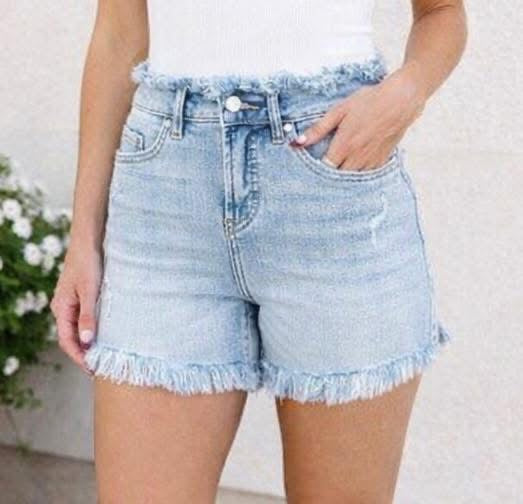 Frayed Denim Tummy Control