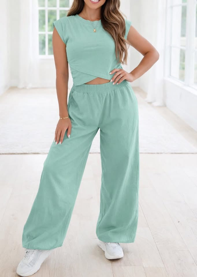 Jade Crop Tank and Jogger Set