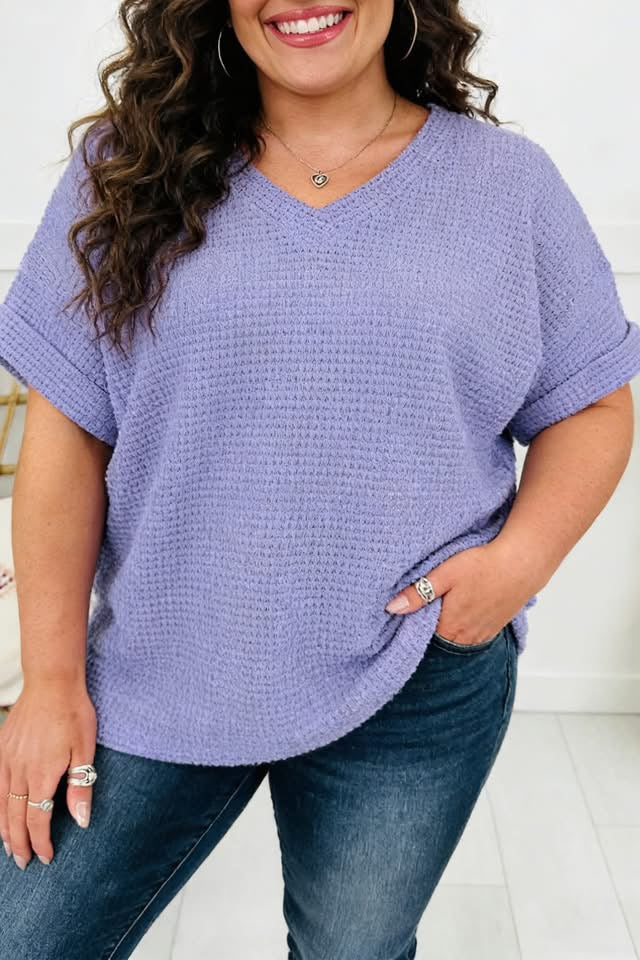 V Neck Plus Waffle Top