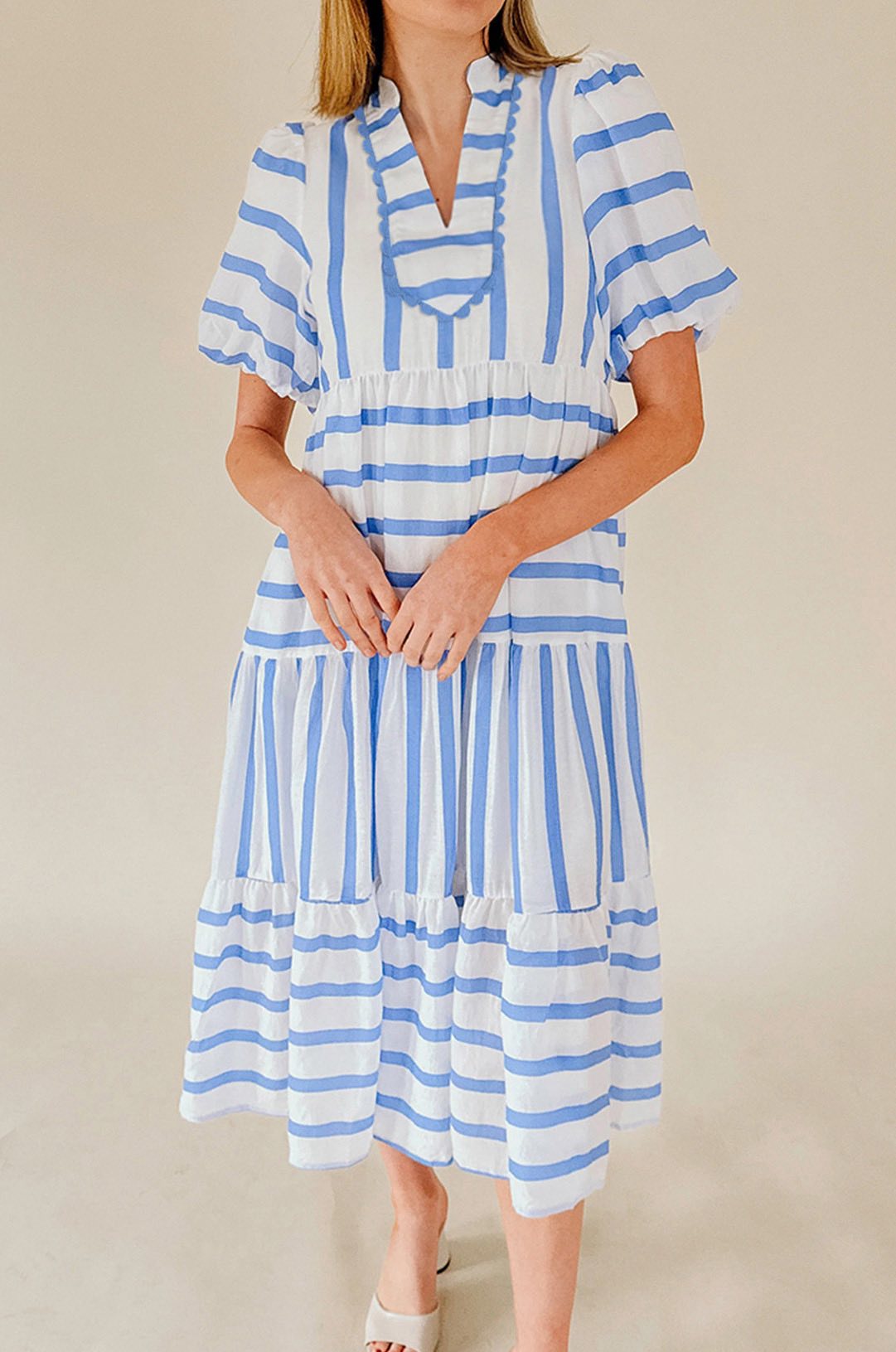 Blue Stripe Ric Rac Dress