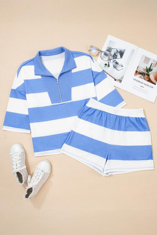 Blue Stripe Oversize Tee Set