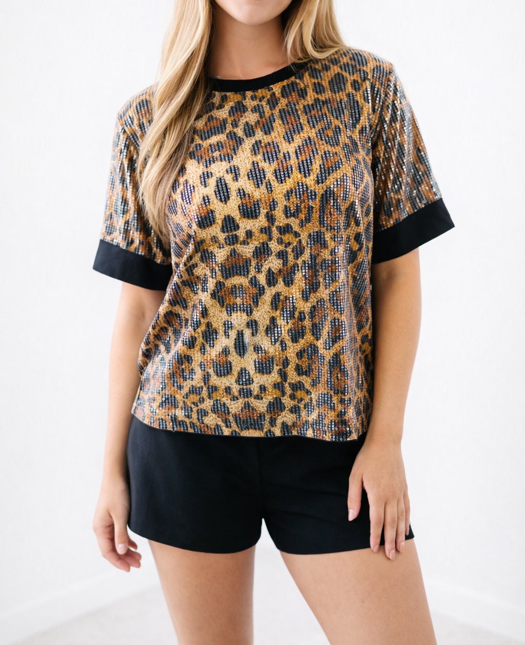 Brown Sequin Leopard Top LT