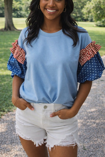 Blue Stars Stripes Top