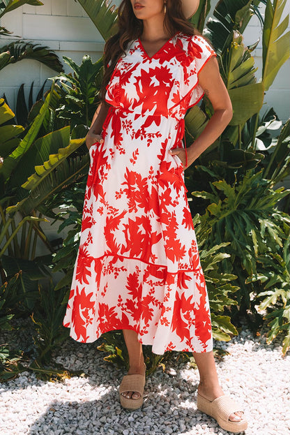 Red Floral Maxi Dress