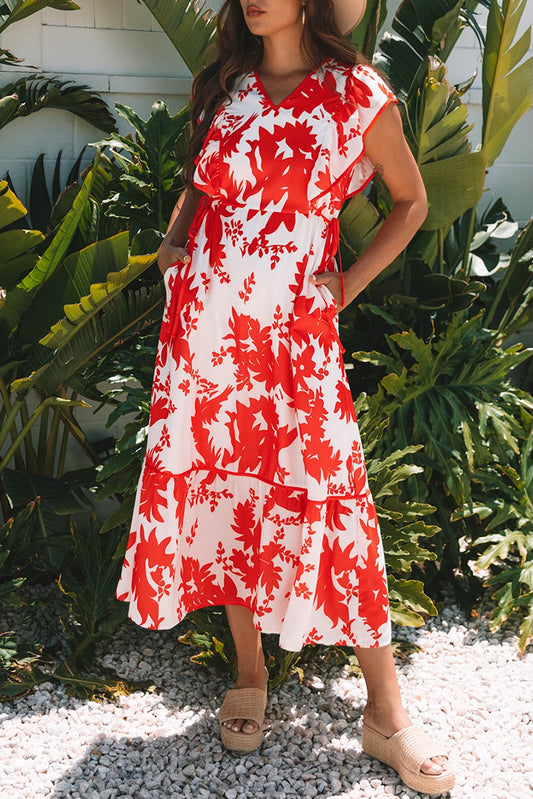 Red Floral Maxi Dress