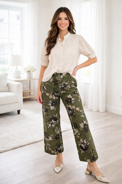 Metallic Dotted Button Shirt Outfit