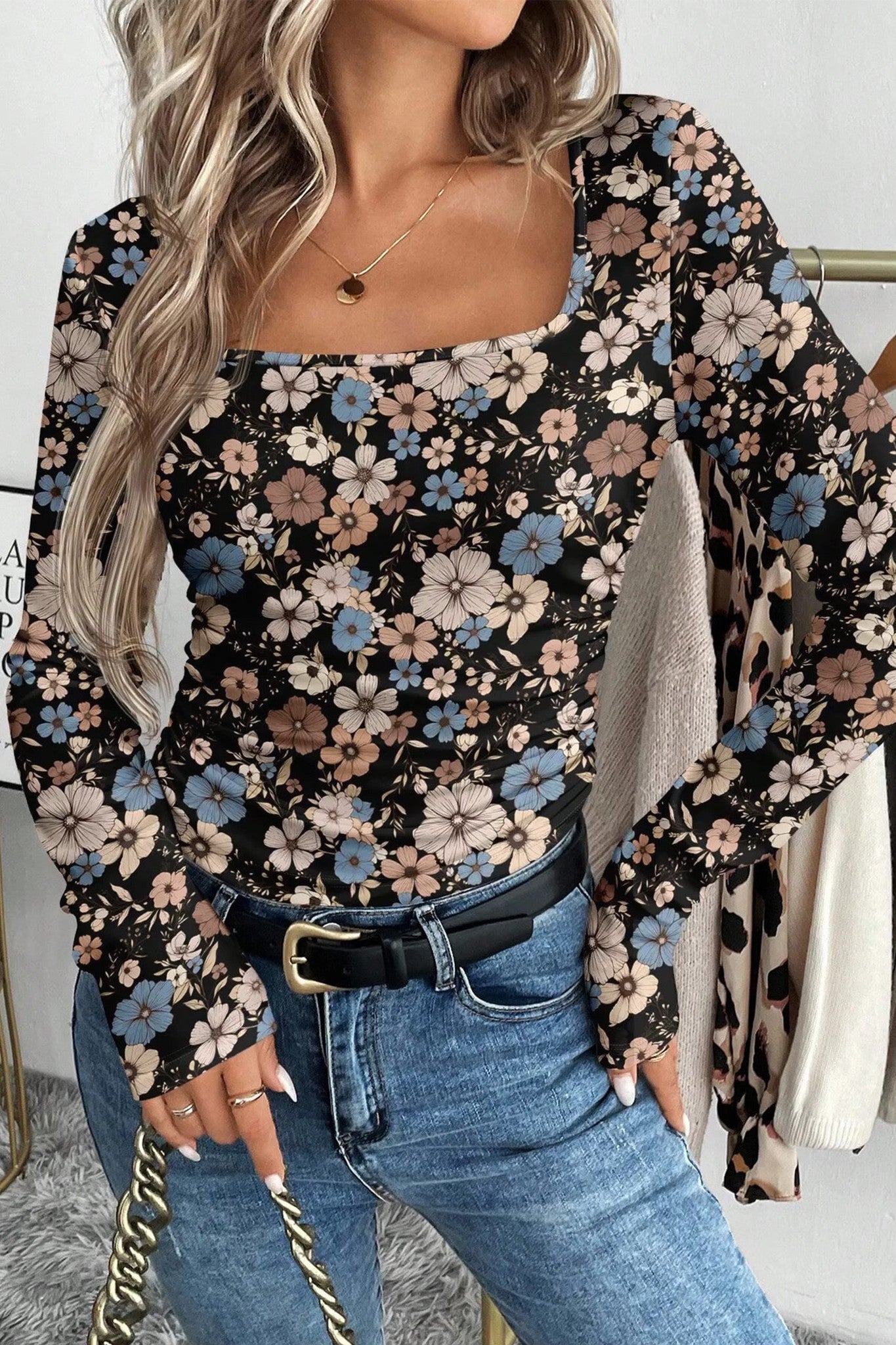 Black Floral Slim Shirt