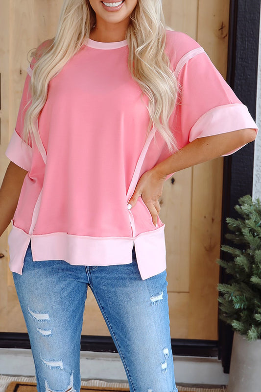 Pink Raw Seam Top