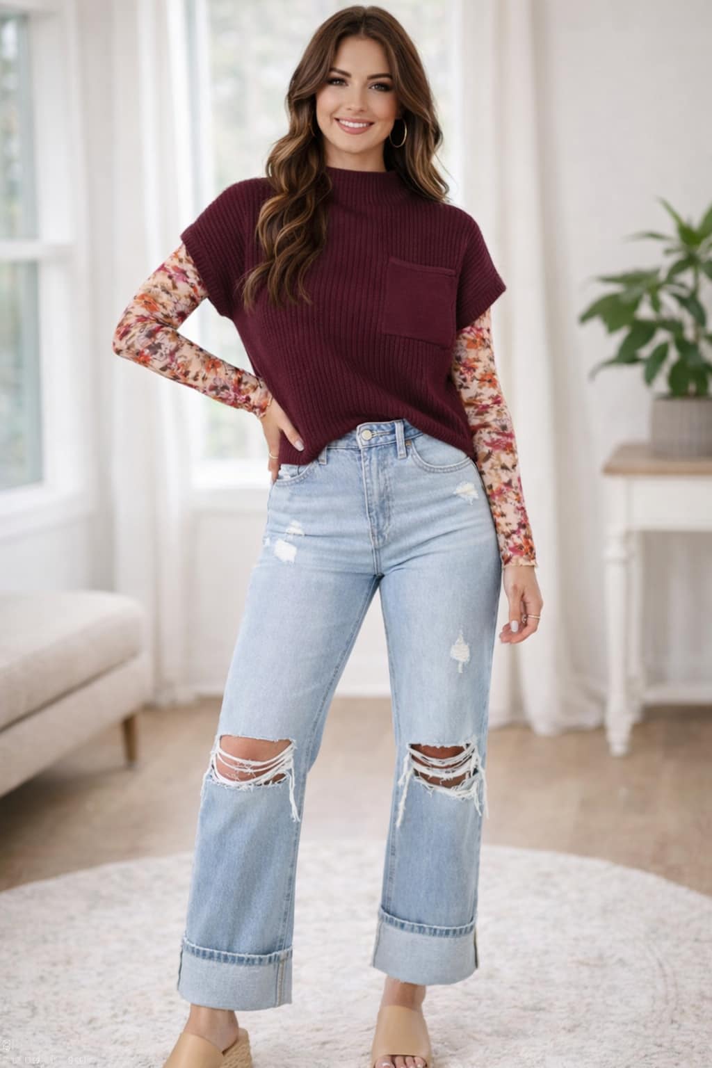Ribbed Knit Sweater Outfit