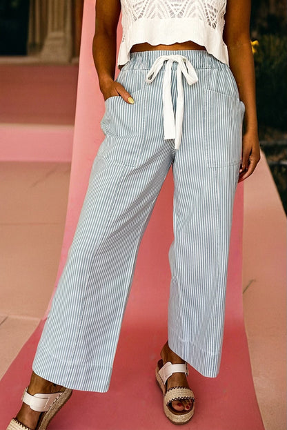 Blue Stripe Drawstring Jeans