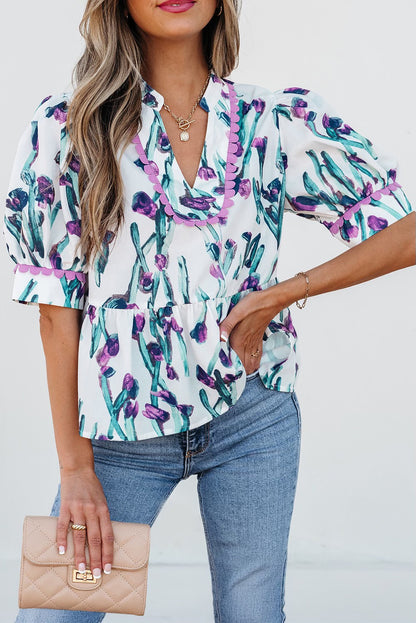 Purple Floral Ricrac Top
