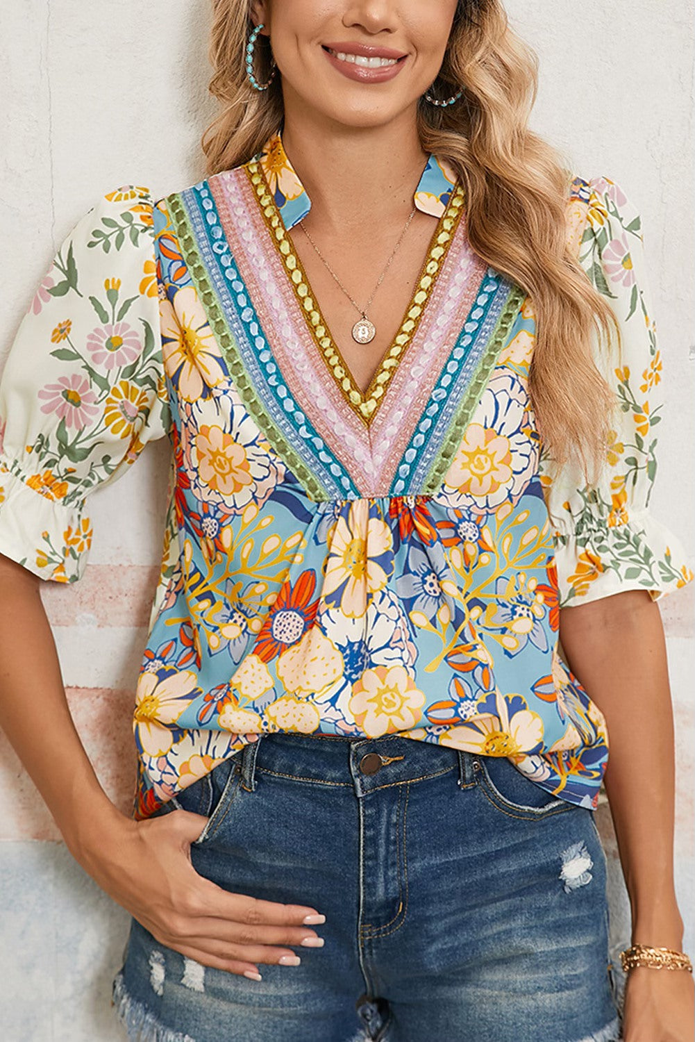 Crochet Boho Floral Blouse