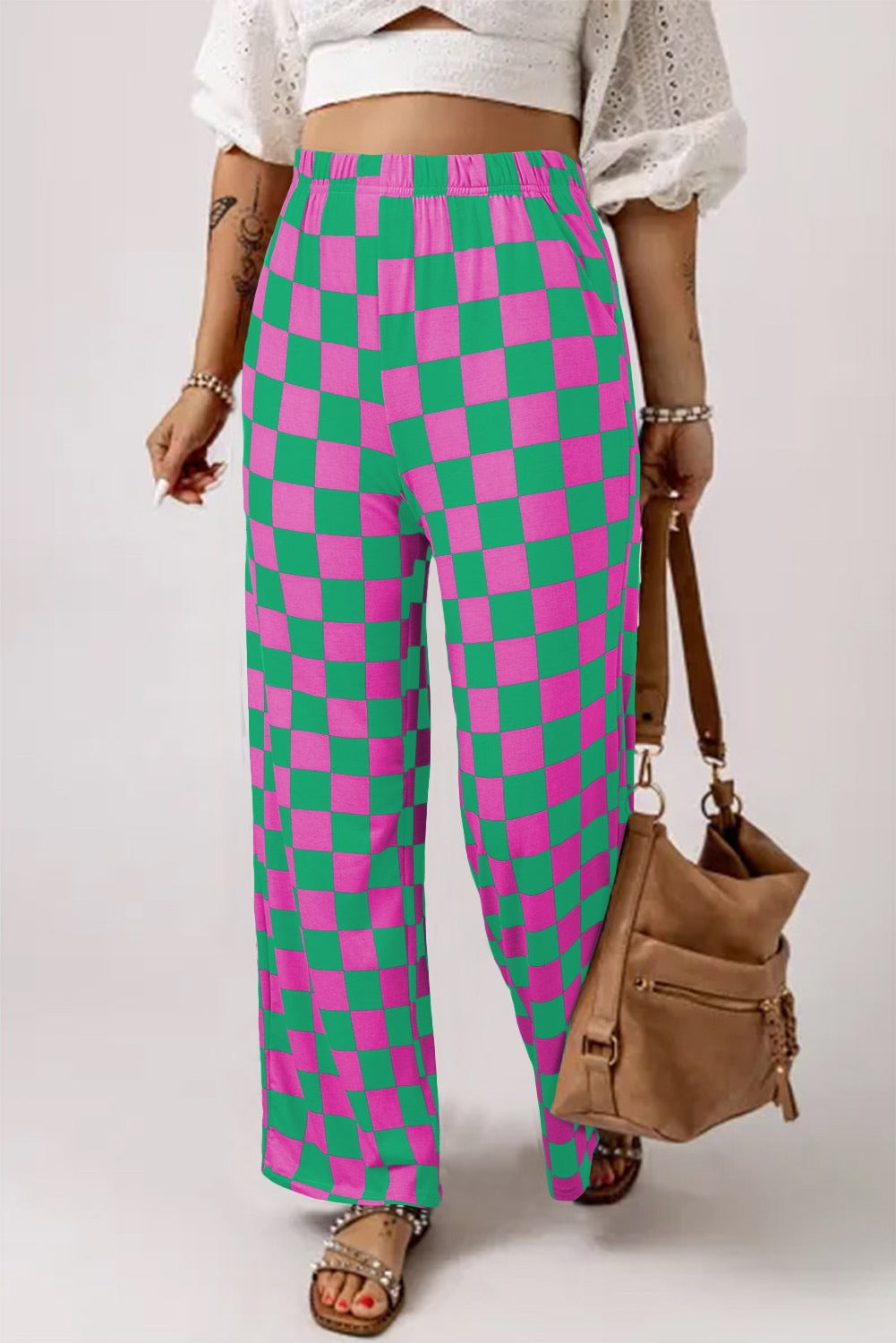 Checkered High Waist Pants