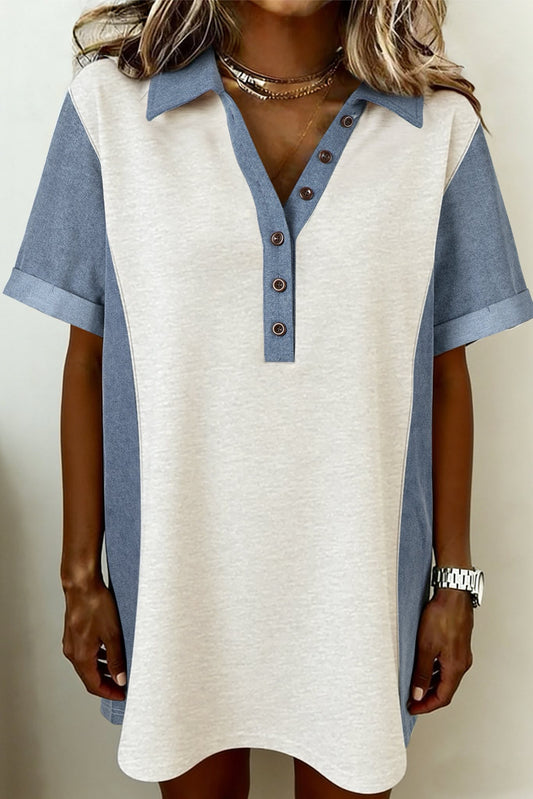 Light Grey Denim Tunic Dress