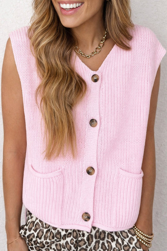 Pink Knit Sweater Vest