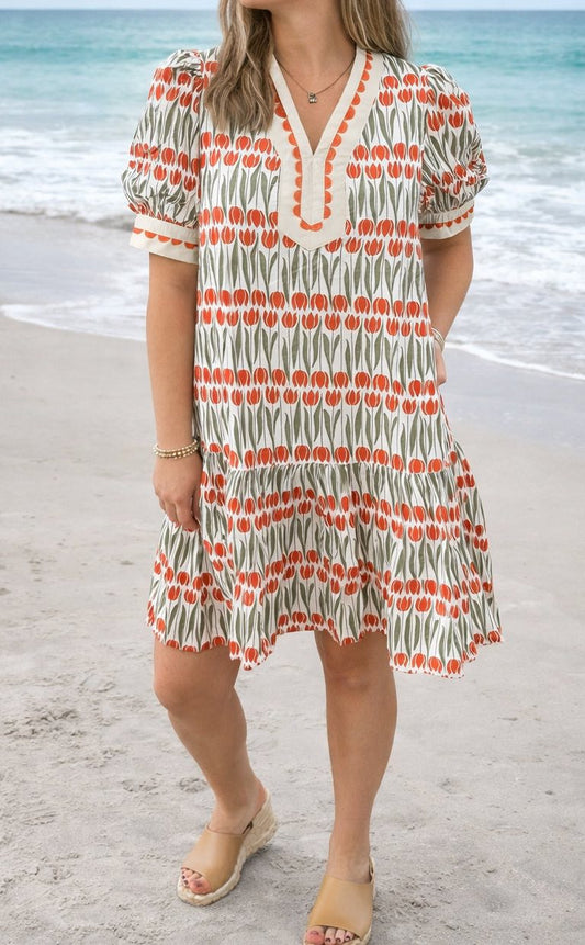 White Floral Mini Dress