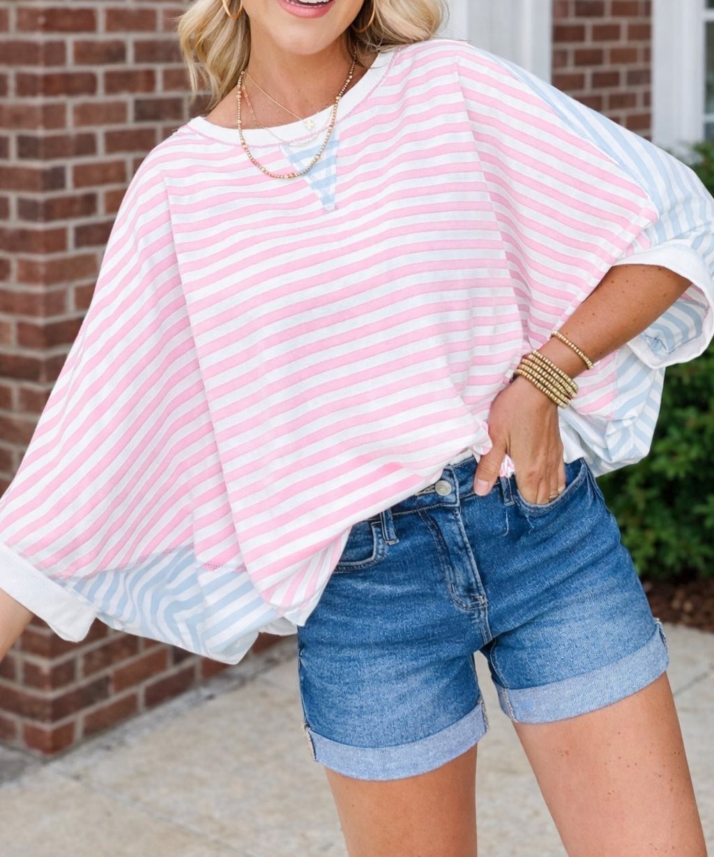 Oversize Colorblock Dolman Shirt