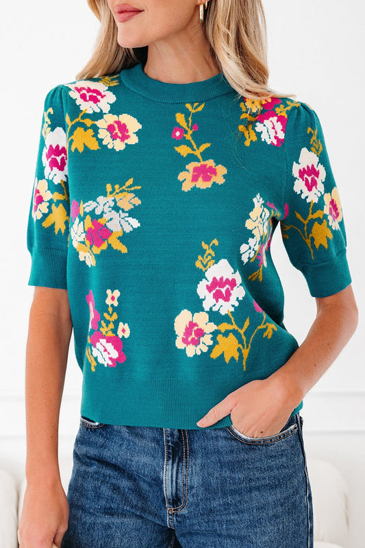 Blue Flower Knitted Shirt – February
