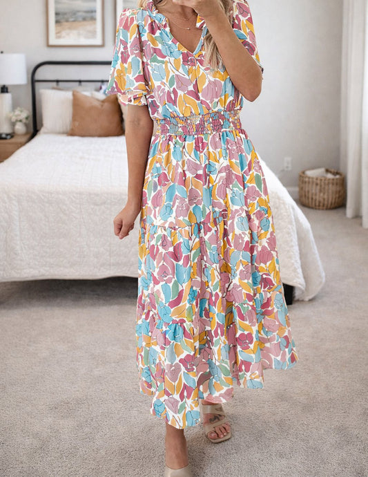 Pink Floral Smocked Dress – February