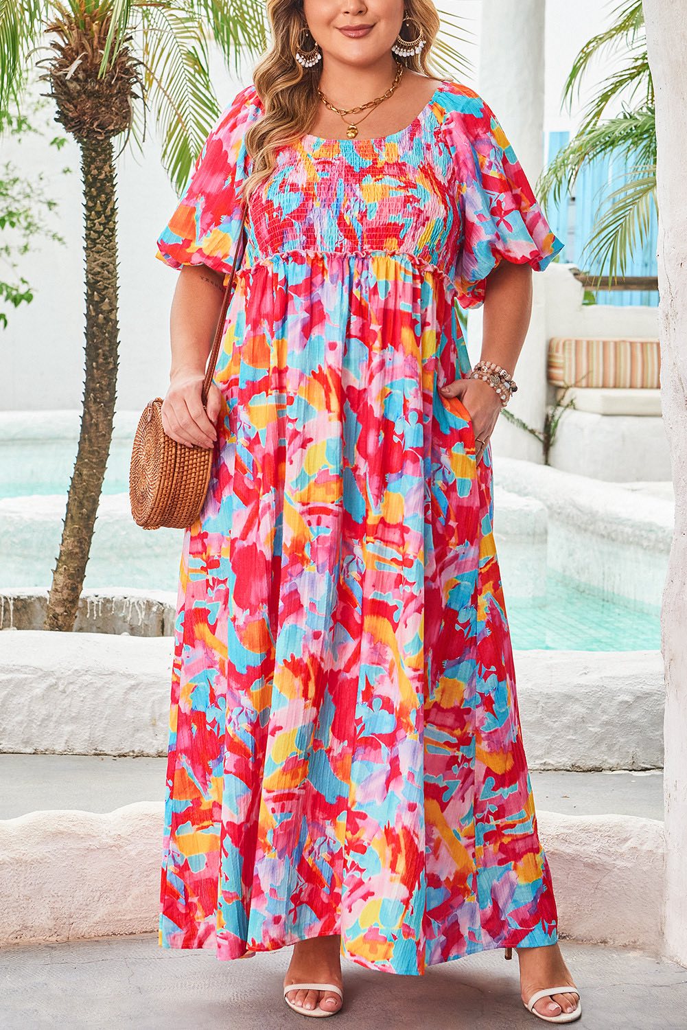 Rose Abstract Plus Dress – February