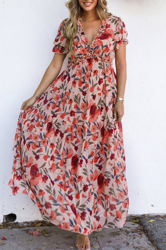 Red Floral Frilled Dress – February