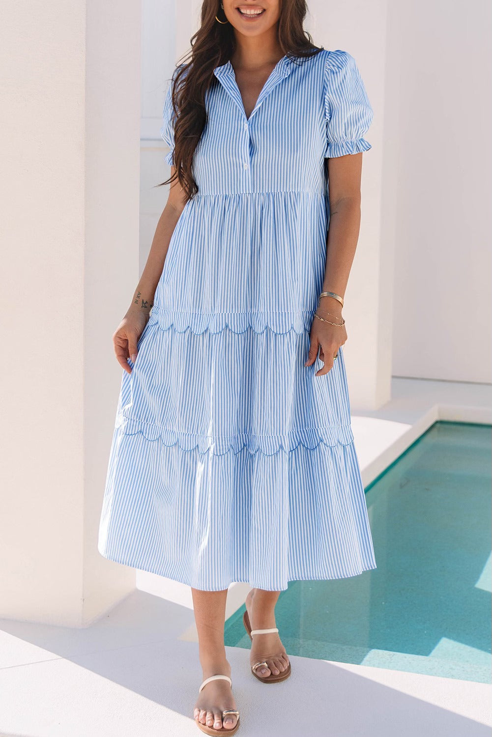 Blue Scalloped Dress