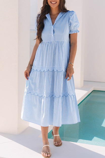 Blue Scalloped Dress