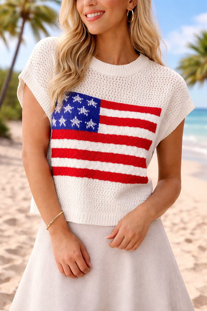 White Flag Sweater Top