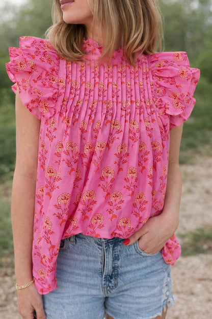 Rose Floral Ruffled Blouse