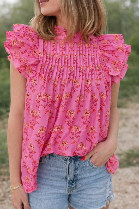 Rose Floral Ruffled Blouse