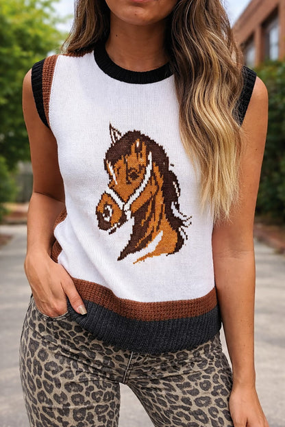Western Horse Sweater Vest