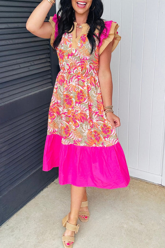 Rose Floral Ruffled Dress