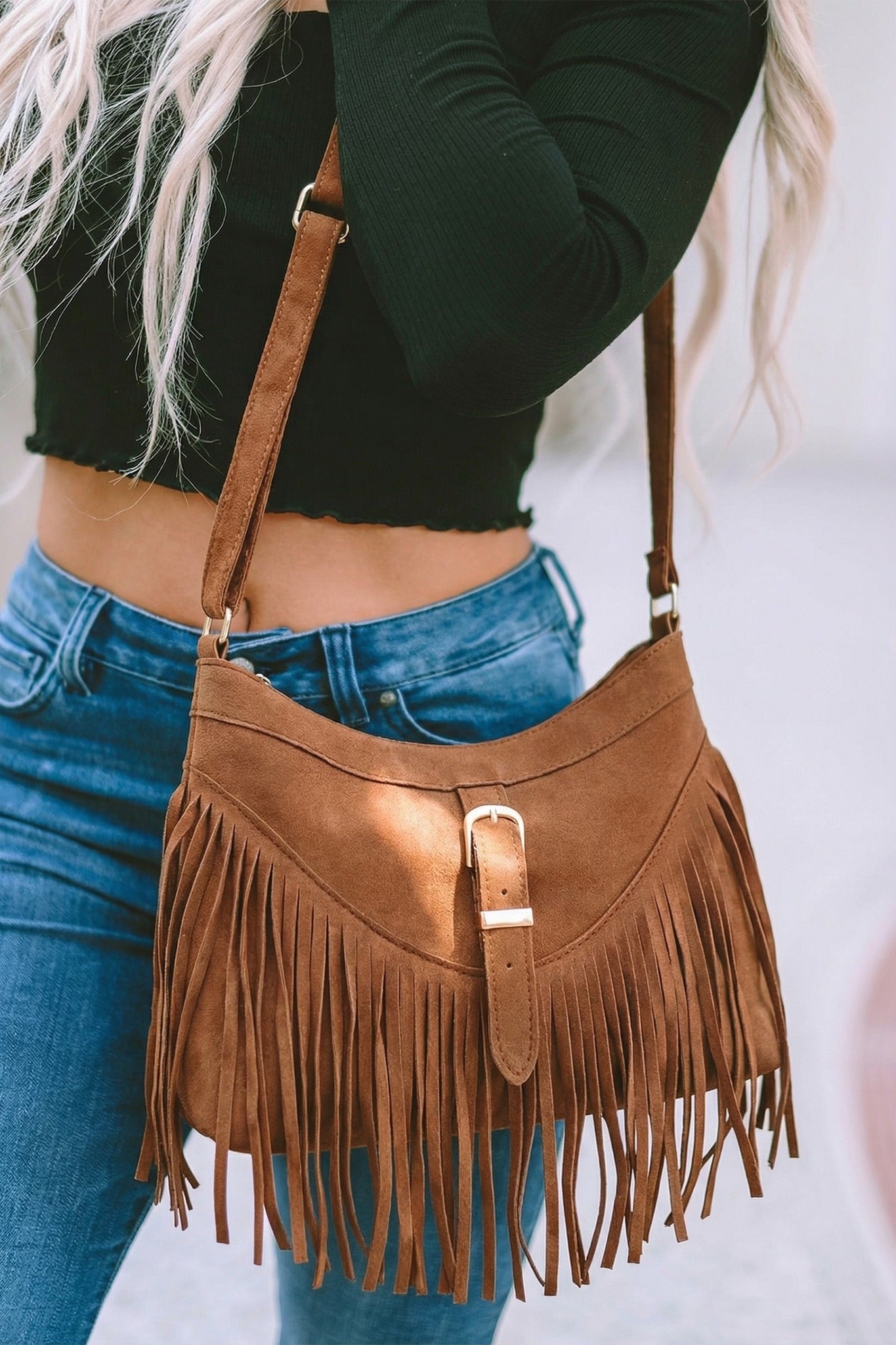 Faux Suede Boho Bag