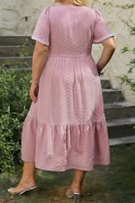 Pink Plus Smocked Midi Dress