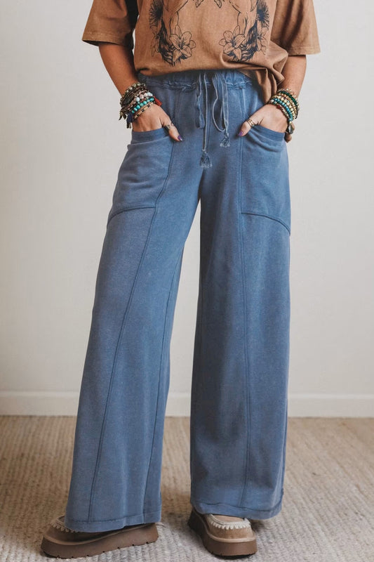 Blue Mineral Wash Western Pants