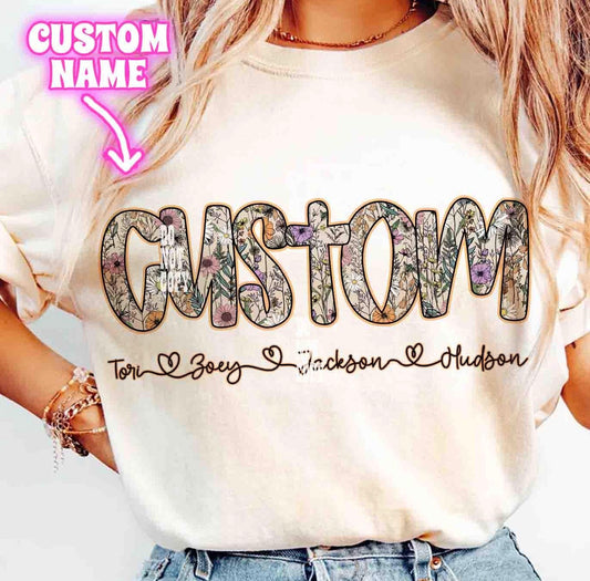 Custom Floral Name Tee