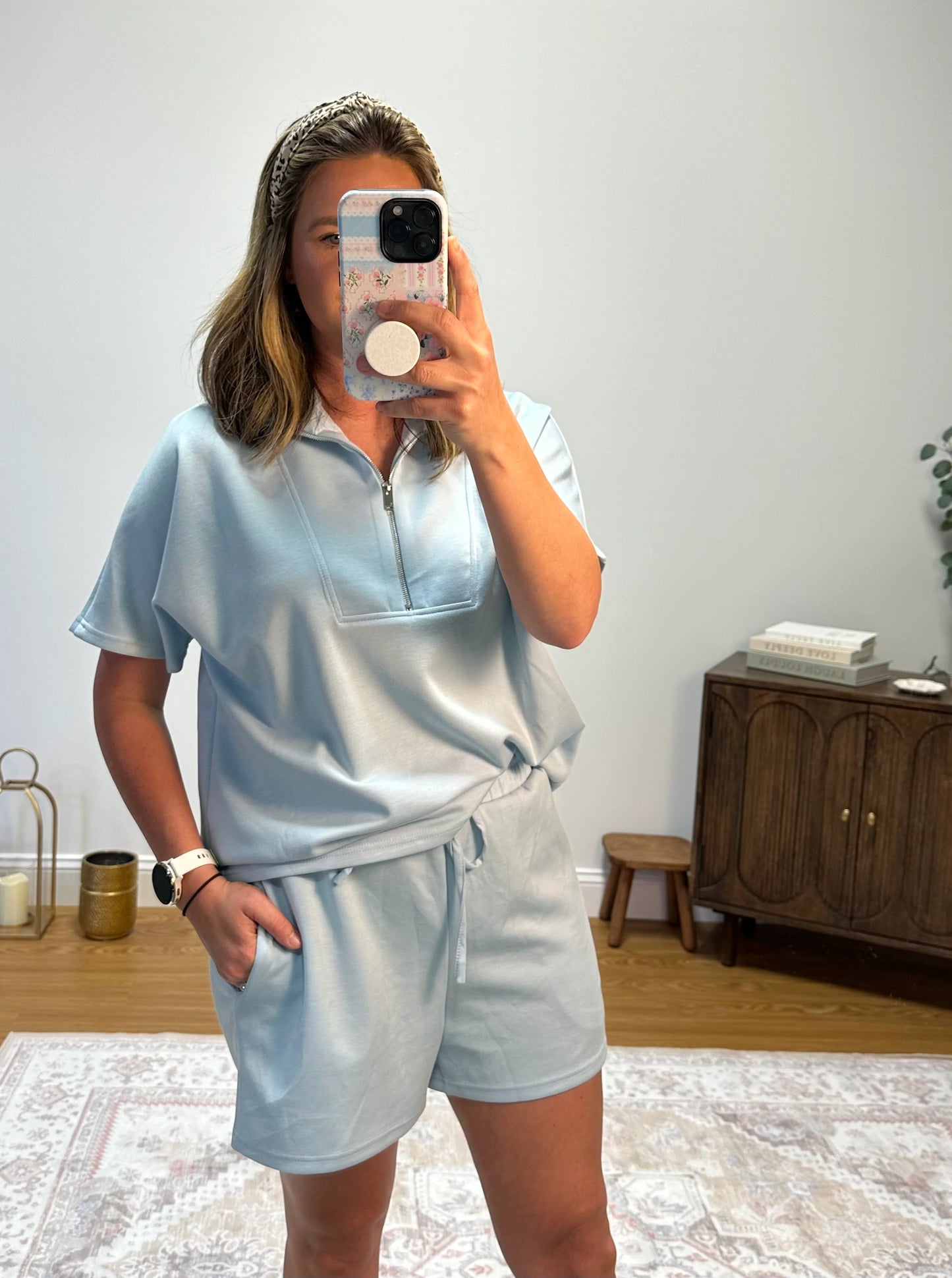 Blue Zip Loose Set OOTD