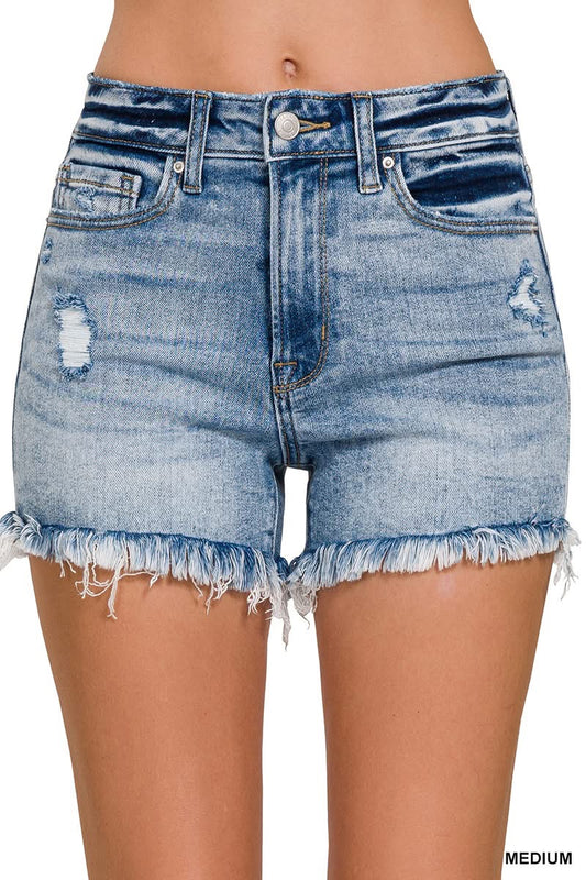 Frayed-Hem Denim Zenana