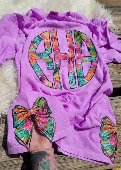 Doodle Monogram w side bows