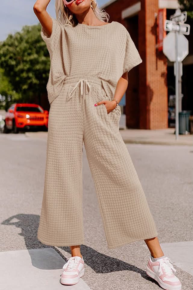 Lattice Textured Drawstring Set