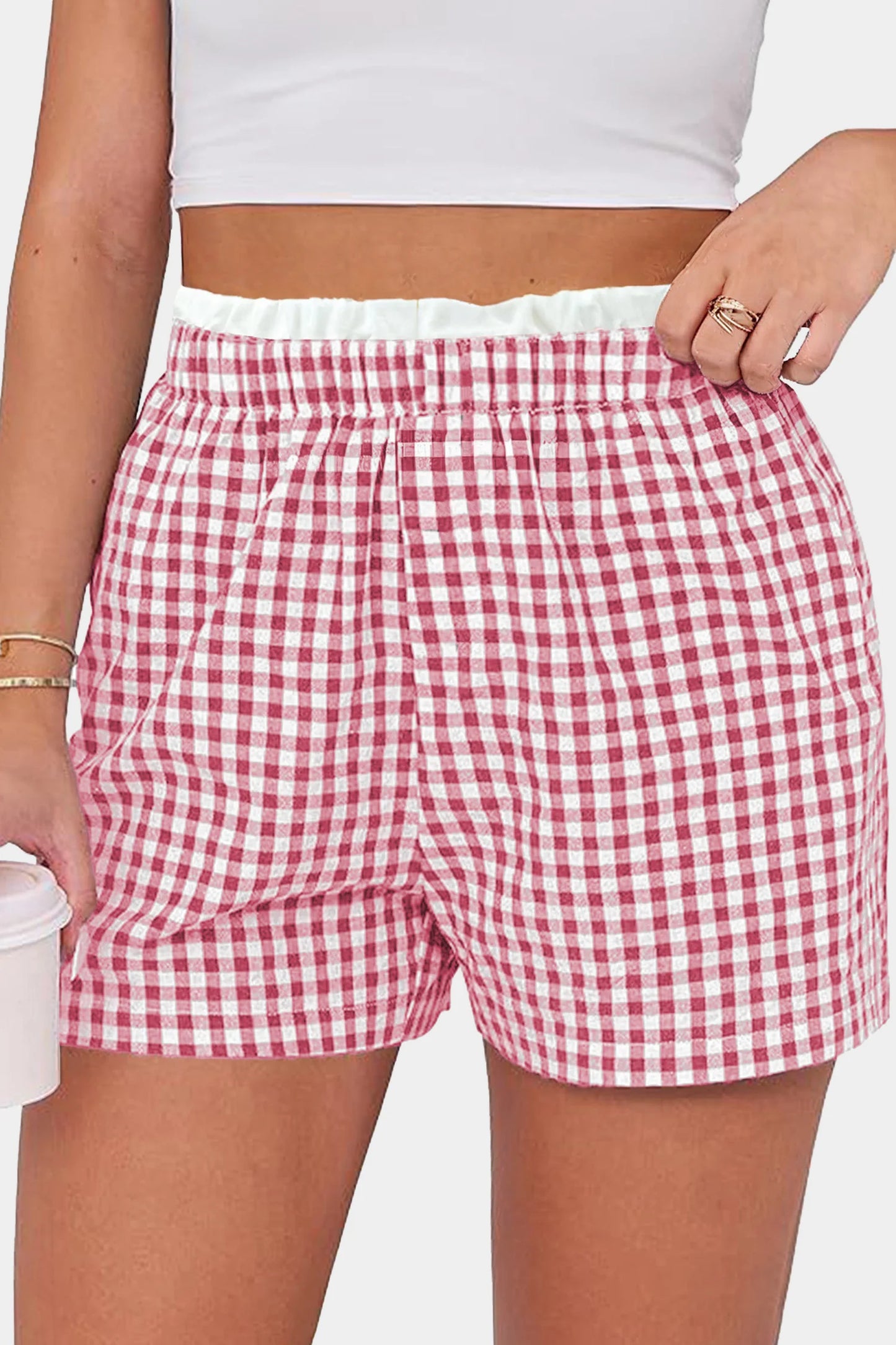 Plaid Print Plus Size Shorts