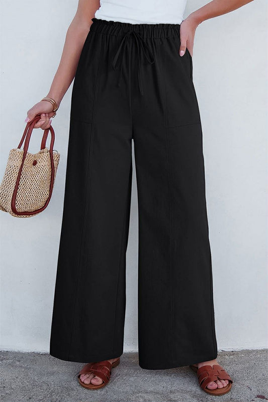 Black Elastic Loose Pants