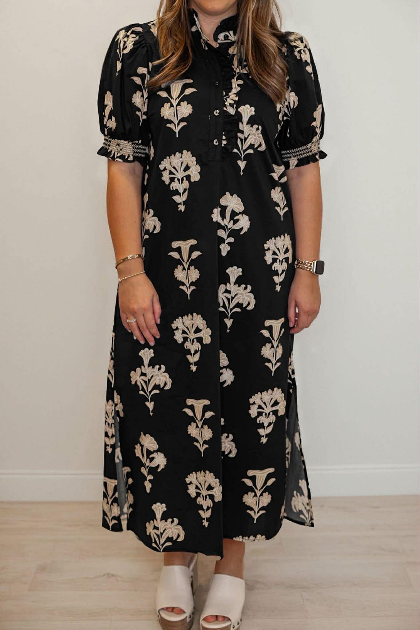 Black Floral Plus Maxi Dress