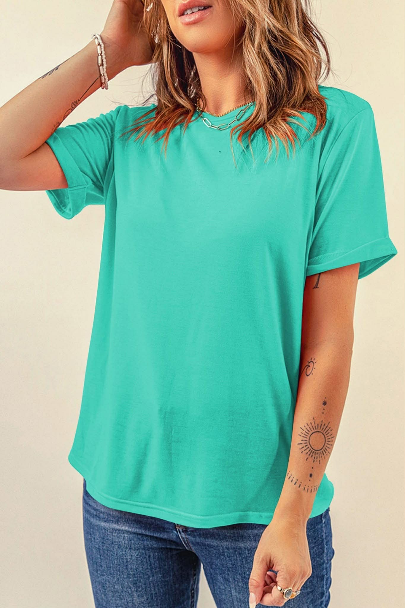 Mint Green Casual Crew