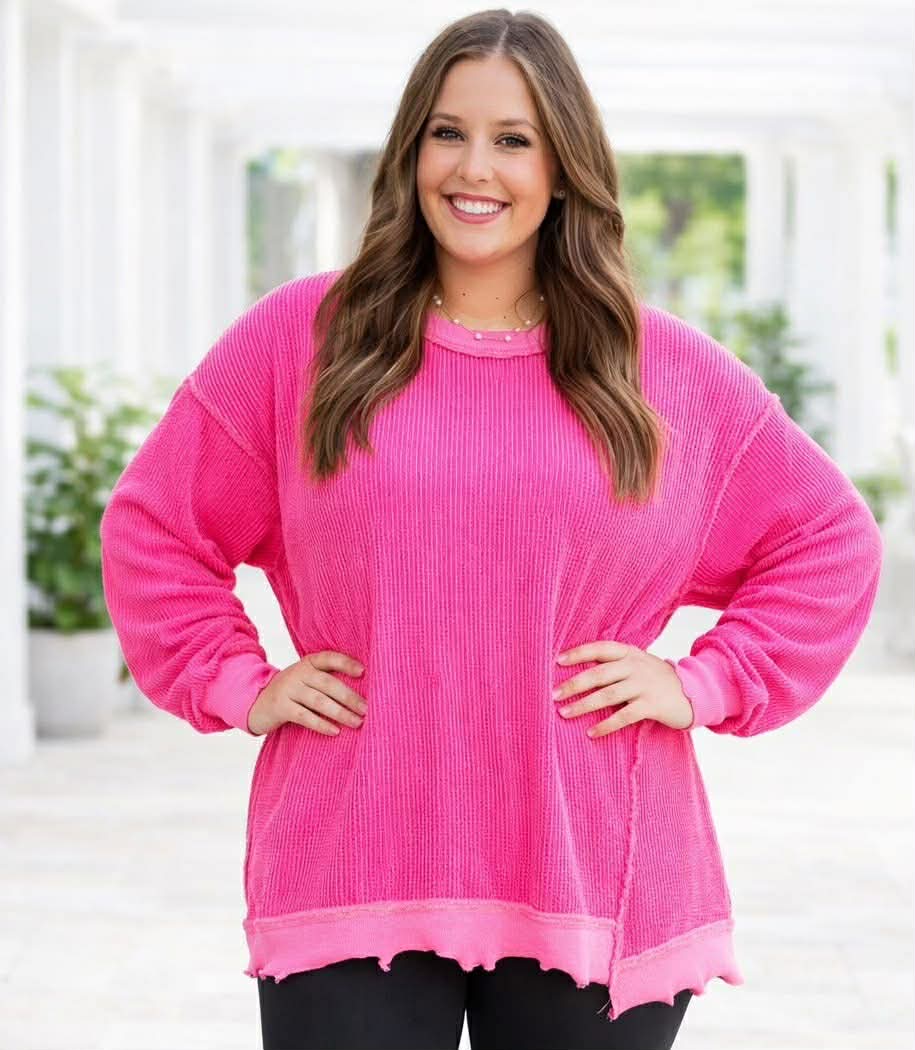 Pink Plus Twisted Rib Top